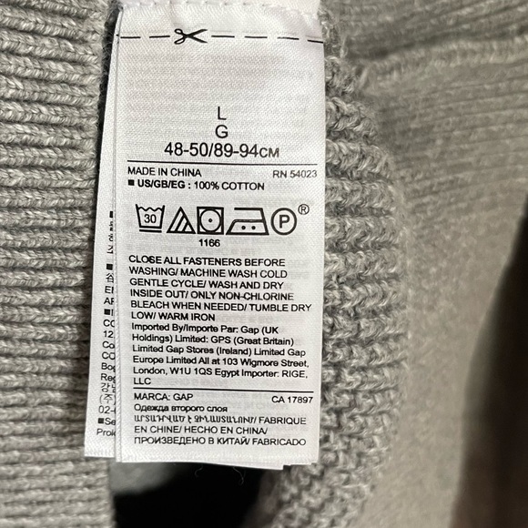 Gap 1/4 Zip Knit Gray Pullover Sweater Size: L - Picture 5 of 7